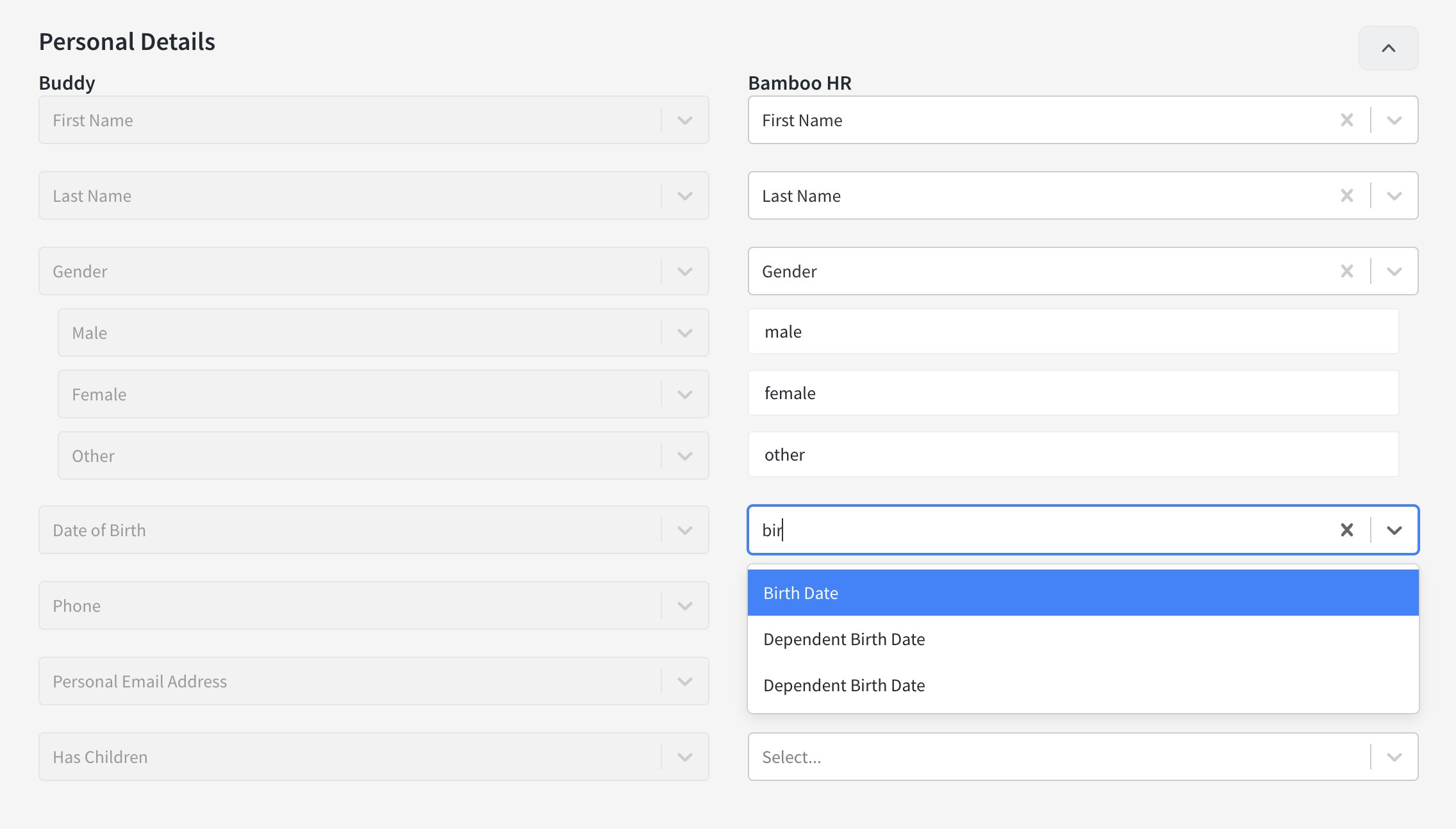 Mapping Fields Between Buddy and BambooHR Buddy (MT)