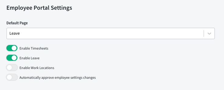 Employer Portal Settings